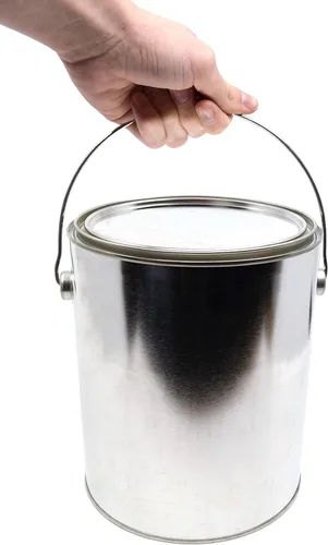 Miniatura 3 de hBARSCI Lata de pintura metálica de 1 galón con orejas, fianza y tapa, fabricado en los Estados Unidos con metal parcialmente reciclado, 100%