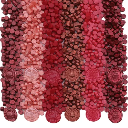 Miniatura 9 de 600 cuentas de sellado de cera, cuentas de cera de sellado rojo para sello de cera, juego de cuentas de cera rosa con 6 colores perfectos