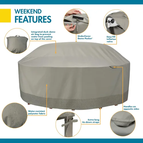 Miniatura 12 de DUCKCOVERS - Funda para mesa redonda y silla de fin de semana resistente al agua con cúpula de pato integrada, 106 x 32 pulgadas, Moon Rock, fundas