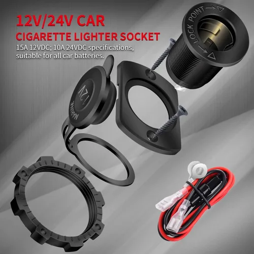 Miniatura 2 de DaierTek Enchufe de encendedor de cigarrillos de automóvil de 12 V hembra de 12 voltios de repuesto con LED azul impermeable para barco, scooter