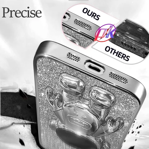 Miniatura 19 de Buleens Funda para iPhone 11 Pro Max Astronauta, Fundas Transparentes para iPhone 11 ProMax con Papel con Purpurina y Soporte de Astronauta, Mujeres