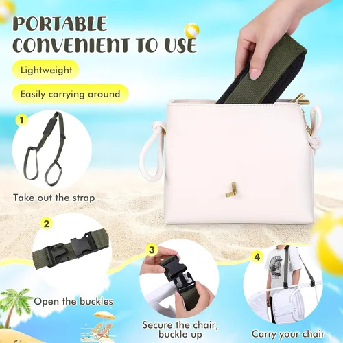 Miniatura 5 de Sanwuta Correa de transporte ajustable para silla de playa, correas para silla de camping, plegables, para playa, mochilero, bicicletas plegables