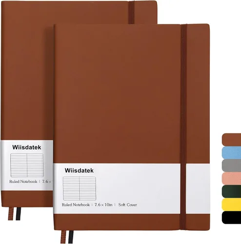 Miniatura 11 de Cuadernos B5 con rayas universitarias, paquete de 2 cuadernos grandes B5 con 376 páginas numeradas, papel rayado grueso de 3.53 oz/m², cubierta