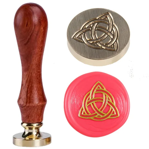 Miniatura 14 de Sello de cera de trébol de cuatro hojas, sello de trébol de la suerte con mango de palisandro 1'' 2.5cm, sello distintivo de cera de sellado, un
