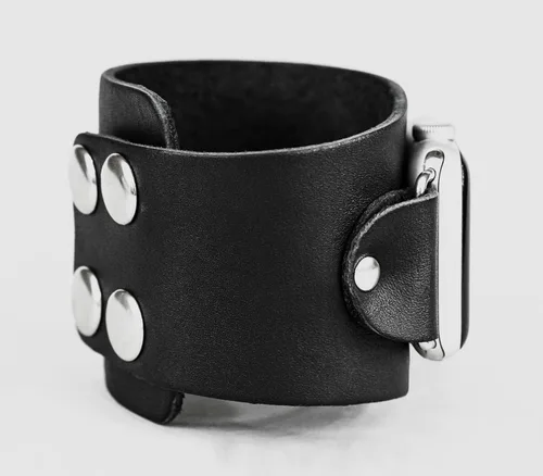 Miniatura 7 de Correa ancha de cuero compatible con Apple Watch de 1.496 in 1.575 in 1.614 in 1.654 in 1.732 in 1.772 in 1.811 in 1.929 in, hecho a mano UA 1105