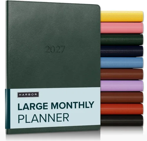 Miniatura 51 de Harbor Agenda mensual grande 2025-2026, calendario y cuaderno, piel sintética duradera, 14 meses, 96 páginas, tapa suave y ligera, flor de orquídea