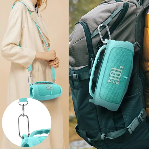 Miniatura 7 de co2CREA Funda de silicona para JBL Charge 5, altavoz Bluetooth portátil impermeable, funda protectora de viaje suave con correa para el hombro