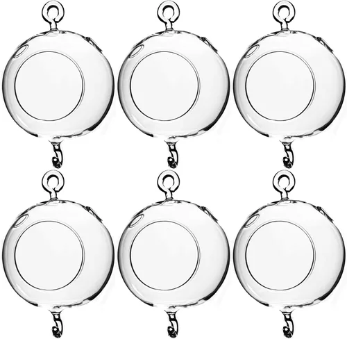 Miniatura 28 de WGV Globo de terrario colgante, ancho 5 pulgadas, altura 6 pulgadas, maceta de aire para suculentas, florero de vidrio transparente con parte