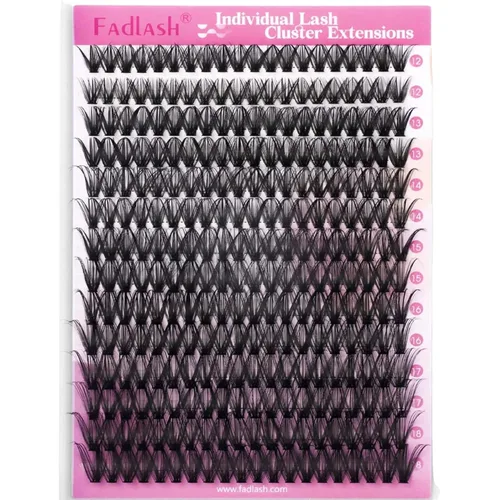 Racimos de pestañas individuales, bandeja mixta, rizado D, extensiones para colocar en casa (40D-0.07 mm-D, 15/32 de pulgada-45/64 de pulgada)