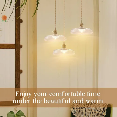 Miniatura 3 de Luces colgantes para isla de cocina, pantalla de cristal retro de 9.1 pulgadas, lámpara colgante, cable de luz trenzado industrial, luces colgantes