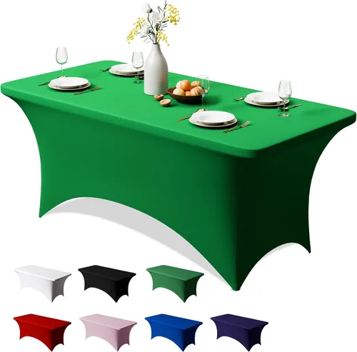 Miniatura 24 de Trlyc Paquete de 1 mantel rectangular de elastano de 4 pies – 48 x 30 pulgadas, resistente a las arrugas, para bodas, fiestas, banquetes, picnic