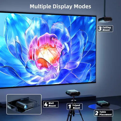 Miniatura 6 de vamvo Proyector portátil WiFi Videoproyector 1080P 200" Proyector de película portátil, proyectores para exteriores con diseño elegante
