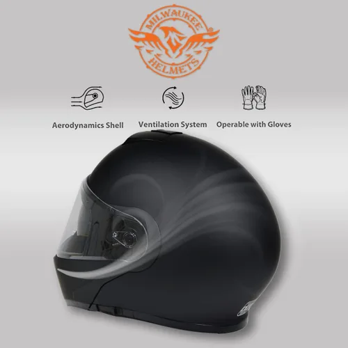 Miniatura 6 de Milwaukee Helmets MPH9812DOT - Casco modular de motocicleta con visera abatible, color negro plano, pequeño