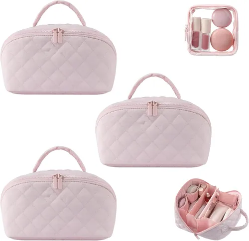 Miniatura 9 de Bolsa de maquillaje de viaje, bolsa de maquillaje acolchada para mujer, organizador de cosméticos impermeable, organizador de maquillaje, bolsa