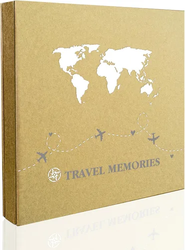 Miniatura 9 de Holoary Álbum de fotos de 4 x 6 500 fotos, 5 imágenes por página, 500 bolsillos de 4 x 6 pulgadas, cubierta de papel kraft diseño de viaje mapa