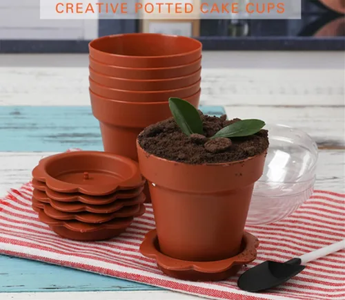Miniatura 3 de Paquete de 50 vasos de postre en maceta de 6.1 fl oz de plástico de 6 onzas con tapa y cuchara, taza de degustación de aperitivos, adecuada