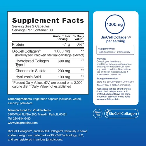 Miniatura 4 de Vital Proteins® Cápsulas Complejas de Colágeno Mejorado con BioCell Collagen® - Apoya la elasticidad de la piel, la salud de las articulaciones