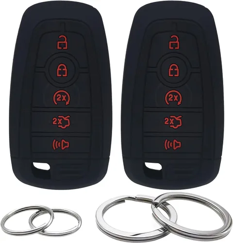 Miniatura 8 de 2 piezas de silicona 4 botones funda de llavero remoto sin llave de goma compatible con Ford Fusion Edge Expedition Explorer Mustang 2019 2018 2017