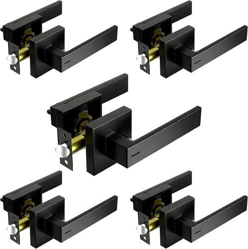 Miniatura 11 de Manijas de Puerta para Interiores, Pomos de Puerta Interiores, Manija de Puerta Negra con Palanca Reversible, Juegos de Cerraduras de Puerta