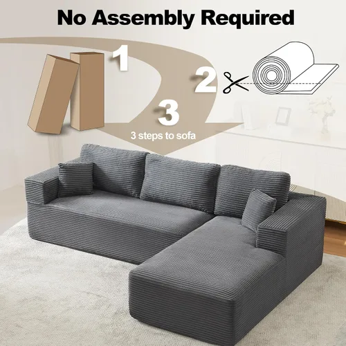 Miniatura 4 de Sofá modular Cloud de 106 pulgadas con diván en forma de L, moderno sofá modular sin hueso con asiento profundo, sofás tapizados para sala de estar
