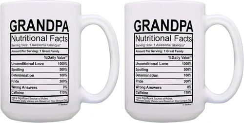 Miniatura 13 de Taza del día del padre para el abuelo con etiqueta de datos nutricionales, regalos divertidos para el abuelo de 11 onzas, taza de café, taza de té