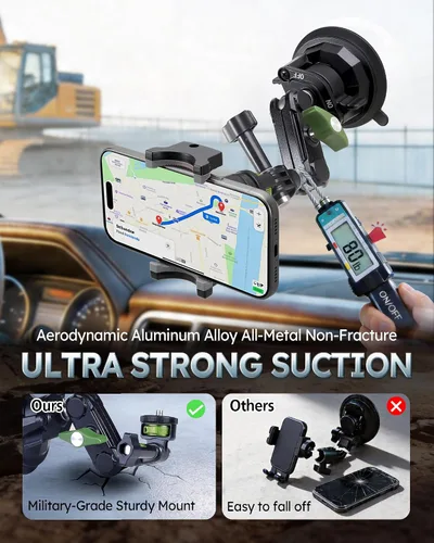 Miniatura 4 de Soporte de teléfono resistente para camión, soporte de teléfono para parabrisas de automóvil, soporte de teléfono Mteal ultraduradero para F- 150