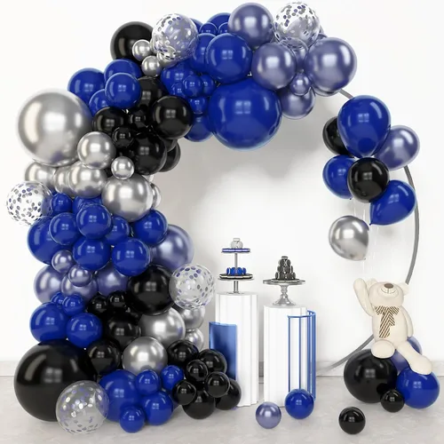 Miniatura 26 de Amandir Kit de guirnalda de arco de globos rosa y blanco de diferentes tamaños de 18, 12, 10 y 5 pulgadas, globos de látex metálico con confeti