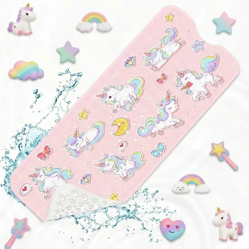 Miniatura 19 de Tapete de ducha para bañera de dinosaurio, selva, diseño tropical, caprichoso, antideslizante, extra largo, 40 x 16 pulgadas, lavable a máquina
