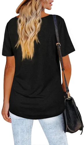 Miniatura 7 de Blusas Manga Corta para mujer, camisetas lisas con cuello Redondo Camiseta Moda Verano 2023, ropa Playa holgada para mujer