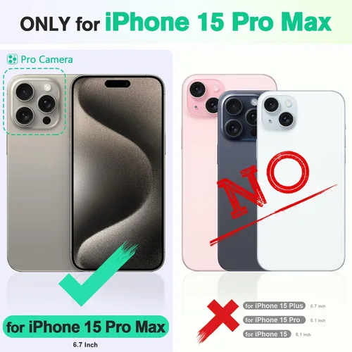 Miniatura 2 de Funda tipo billetera TUCCH para iPhone 15 Pro Max, con bloqueo RFID, con soporte para 4 tarjetas, a prueba de golpes, con interior de TPU, con funda