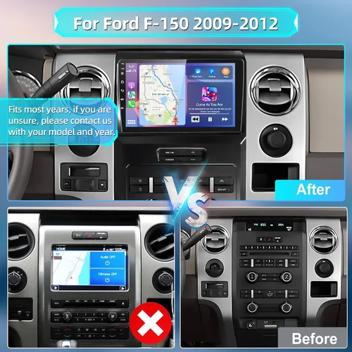 Miniatura 6 de Podofo Radio estéreo de coche para Ford F-150 F150 2008-2014 con CarPlay inalámbrico y Android Auto 9 pulgadas pantalla táctil Bluetooth audio