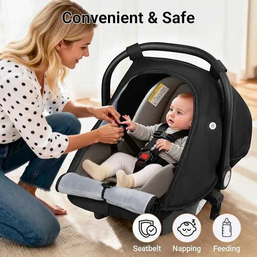 Miniatura 4 de Metplus Funda de asiento de automóvil de invierno para bebé, fundas impermeables para asiento de automóvil para bebé niño y niña, cubierta Negro