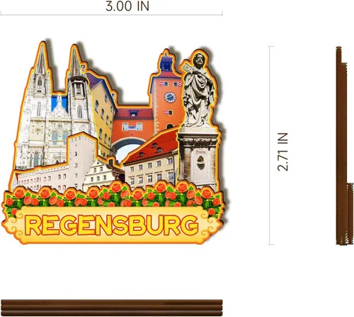 Miniatura 3 de Imán de madera de Alemania Regensburg 3D para nevera, recuerdos coleccionables, decoración hecha a mano, artesanías 2