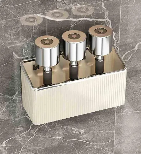 Miniatura 2 de Estantes flotantes, organizador de almacenamiento de plástico adhesivo montado en la pared, sin perforaciones, contenedores de almacenamiento