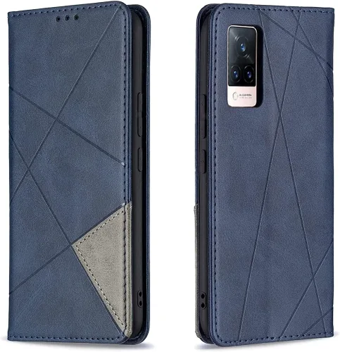 Miniatura 22 de Funda con tapa para Vivo Y11, Y15, Y12 e Y17, diseño de rombos de piel sintética, con función atril, cierre magnético, para Vivo Y11/Y15/Y12/Y17