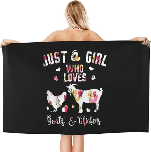 Miniatura 2 de Just A Girl Who Loves Goats Chickens - Toalla de playa absorbente para baño, toallas de playa de gran tamaño, súper 32 x 52 pulgadas