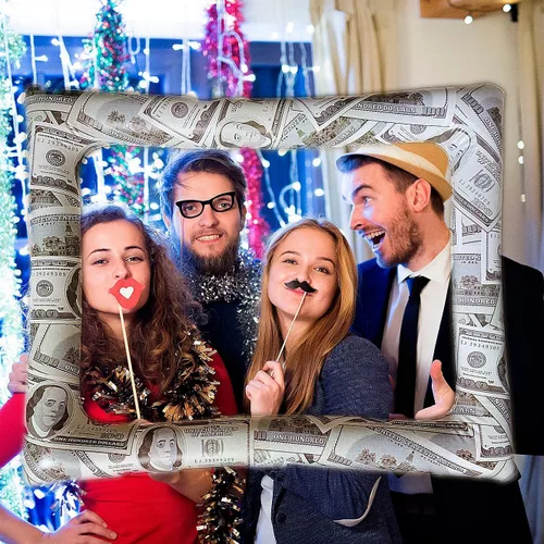 Miniatura 6 de Bill Dollar - Marco inflable para fotomatón para selfies, accesorios gigantes para fiestas temáticas de dinero, marco de fotos para cumpleaños