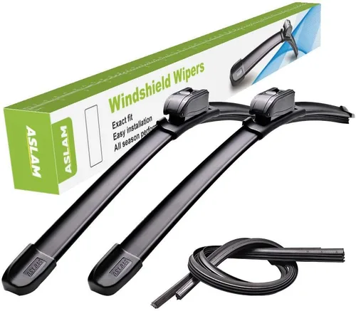 Miniatura 3 de ASLAM Limpiaparabrisas de 20 pulgadas + 18 pulgadas con repuestos adicionales de goma, limpiaparabrisas híbrido con gancho J/U para todas