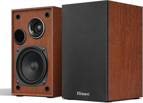 Miniatura 8 de Elimavi Altavoces pasivos para estantería, diseño de 2 vías con woofer de 4 pulgadas y tweeter de cuerno de seda de 1 pulgada, graves de 60 Hz