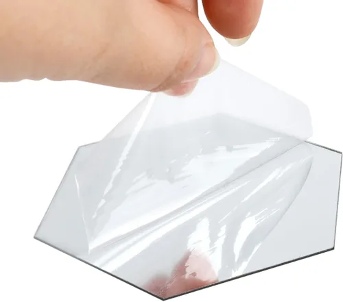 Miniatura 8 de 24 calcomanías de pared hexagonales de espejo de 1.811 in x 1.575 in, autoadhesivas y extraíbles, espejo acrílico, decoración de pared, para sala