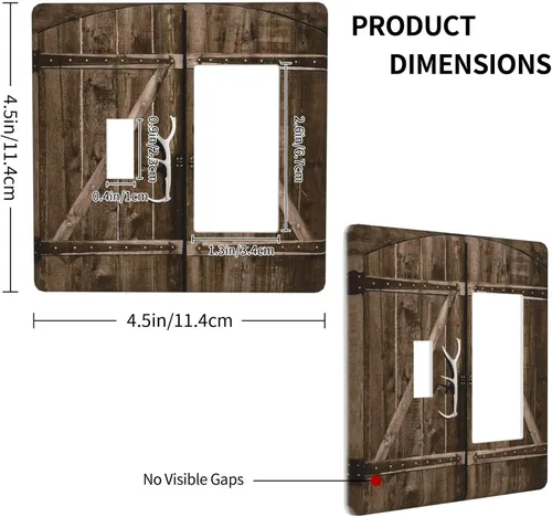 Miniatura 616 de Placa Decorativa de Pared de Granja Rústica con Cuerno de Madera para Puerta de Granero 1 Banda Duplex Cubiertas de Toma Eléctrica Soltera