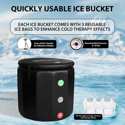 Miniatura 4 de TIGERXBANG Bañera de hielo, bañera de inmersión fría inflable, compatible con enfriadores de agua, tina de hielo portátil de 151.3 galones