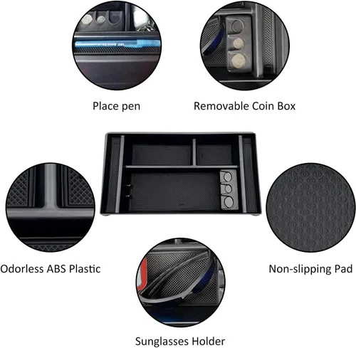 Miniatura 5 de Bandeja organizadora de consola central se adapta a accesorios para GMC Sierra/Chevy Silverado 1500 2019-2022, Silverado/Sierra 2500 HD/3500 HD Negro