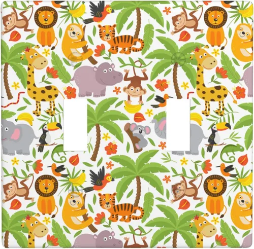 Miniatura 19 de Cubierta de interruptor de luz de animales de la jungla Tigre Koala Jirafa linda, cubierta de interruptor de pared de palanca única decorativa de 1