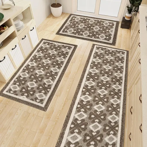 Miniatura 6 de Juego de 3 alfombras de cocina antideslizantes para piso, alfombra de cocina súper absorbente, tapetes de cocina lavables para cocina, baño, piso