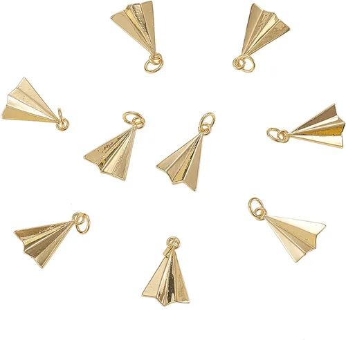 Miniatura 8 de Airssory 10 dijes de cruz diminutas de 0.492 x 0.354 in, latón chapado en oro, de metal, delicados, minimalistas, simples colgantes para fe