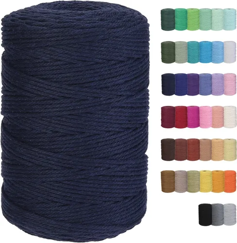 Miniatura 47 de Cuerda de macramé de algodón de 3 mm x 109 yardas, suministros de macramé de color natural, cuerda de algodón suave para colgar plantas, colgante
