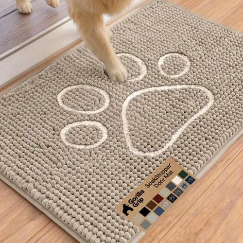 Miniatura 45 de GORILLA GRIP SOAKSTOPPER - Tapete para puerta de perro, 30 x 20 pulgadas, lavable a máquina, absorbente, captura la humedad, barro, suciedad, Negro