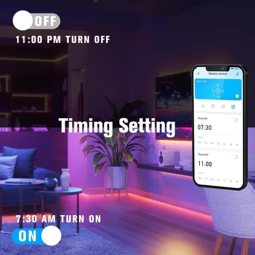 Miniatura 6 de DAYBETTER Tira de luces LED de 50 pies, sincronización de música, tiras de luz LED RGB con control remoto y aplicación, luces LED que cambian