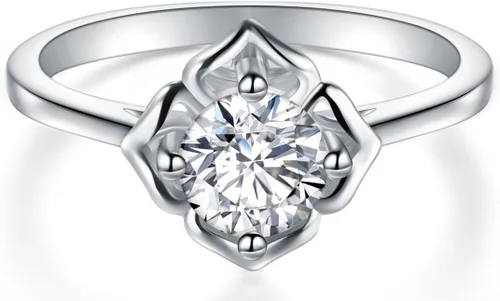 Miniatura 2 de BORUO Anillo de plata de ley 925, circonita cúbica, anillo de compromiso de eternidad, anillo de boda, tamaño 4 a 12